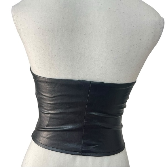 Zara Faux Leather Corset Crop Top Black - Picture 3 of 7
